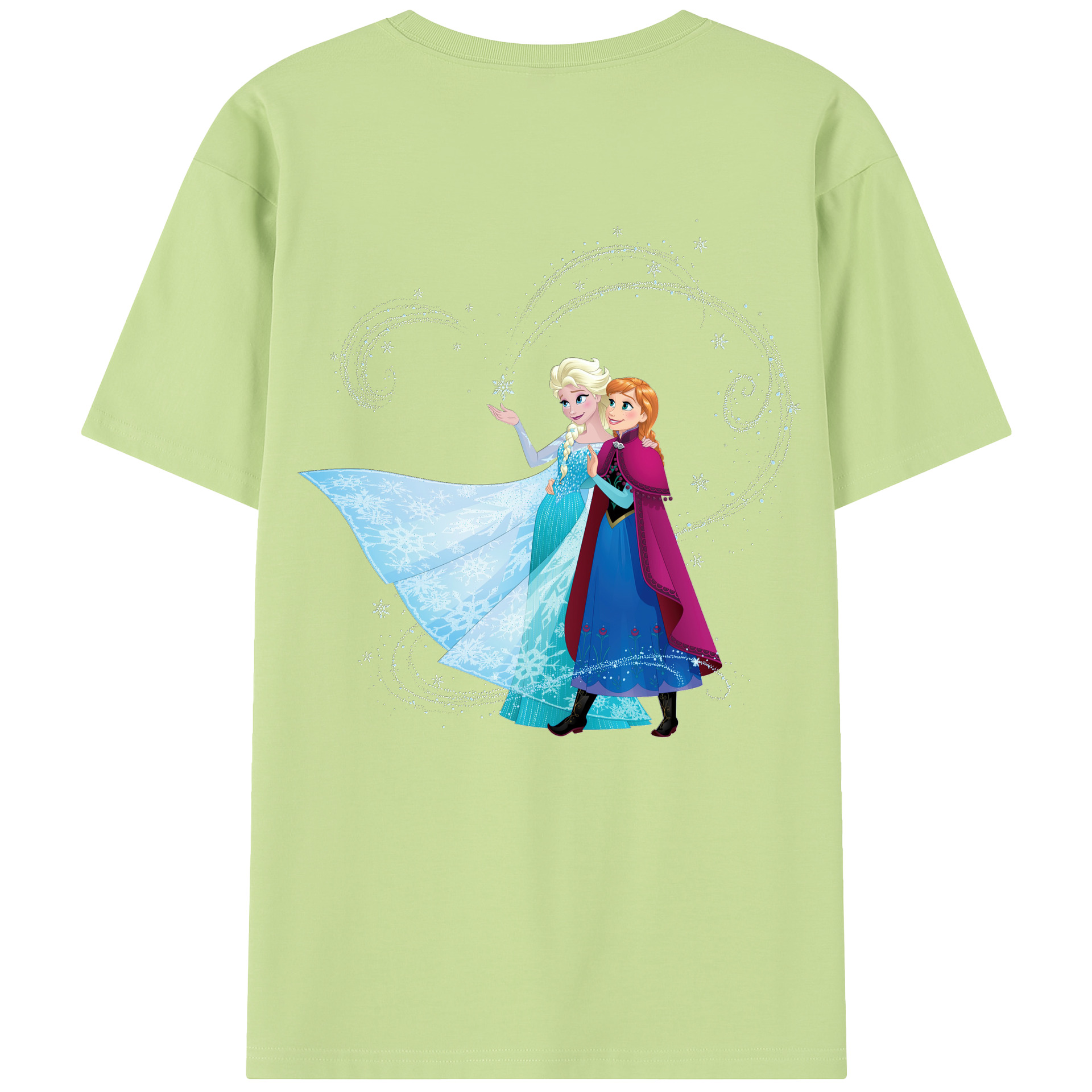（画像用） アナと雪の女王 アンナ エルサ Frozen Anna Elsa 綿100％半袖Tシャツ（背面プリント）